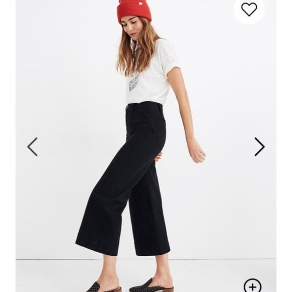 Madewell Emmett Black Wide Leg Crop Pants - Picture 2 of 6